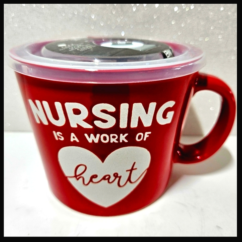 RED SOUPER MUG by Boston Warehouse 25 oz Ceramic w/ Vented Lid NEW!